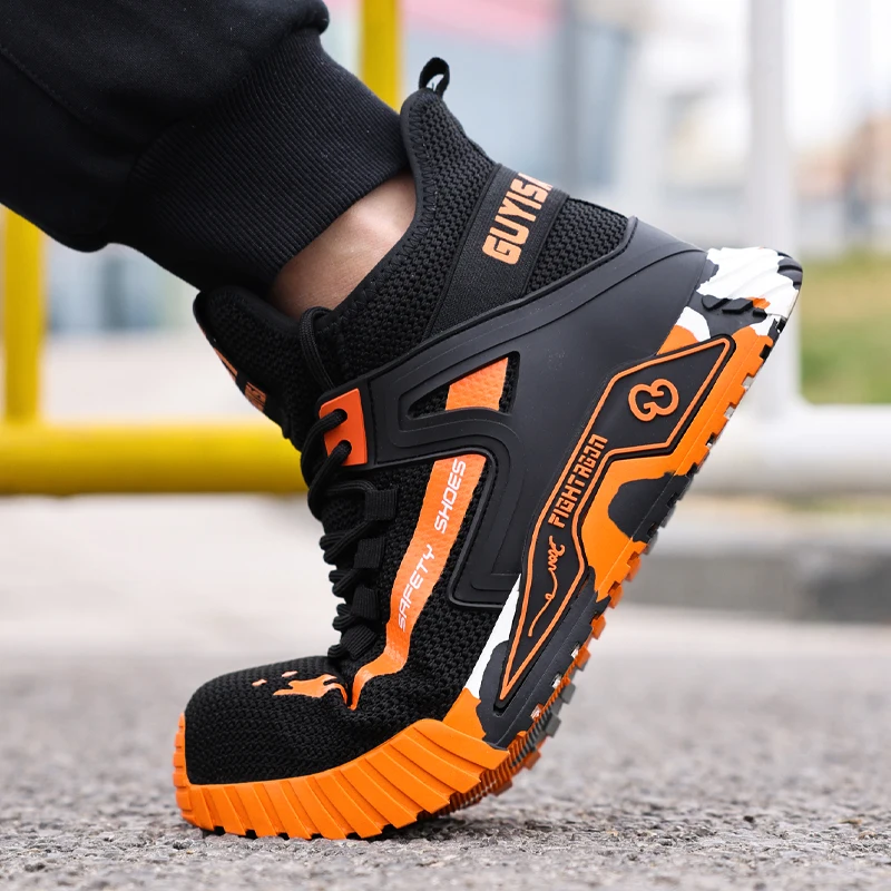 Men\'s Safety Shoes Steel Toe Boots Anti impact Anti puncture Durable Breathable Outdoor Hiking Industrial Work Protective Shoes