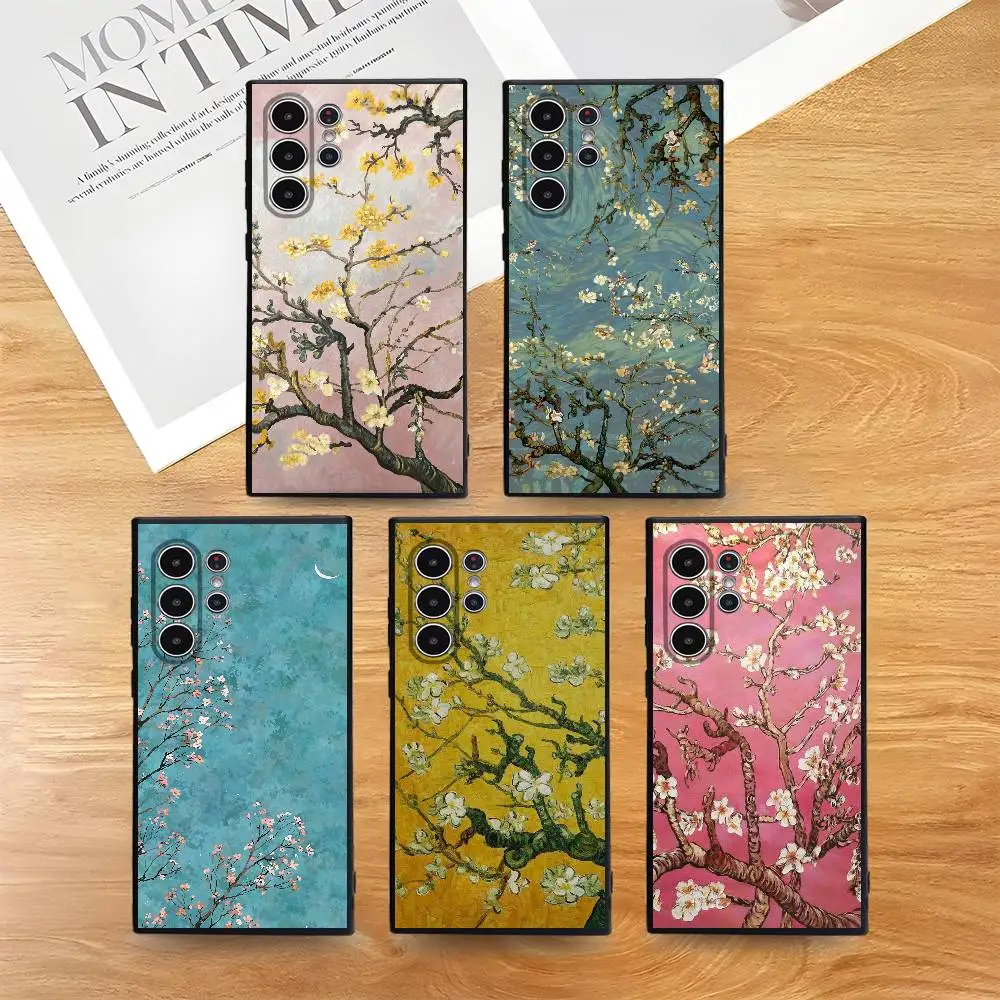 

Retro Classical Flowers Phone Case For Samsung Galaxy S25 S24 S22 S23 Ultra S21 S20 Plus 5G Frosted Non-Slip Full Soft Cover
