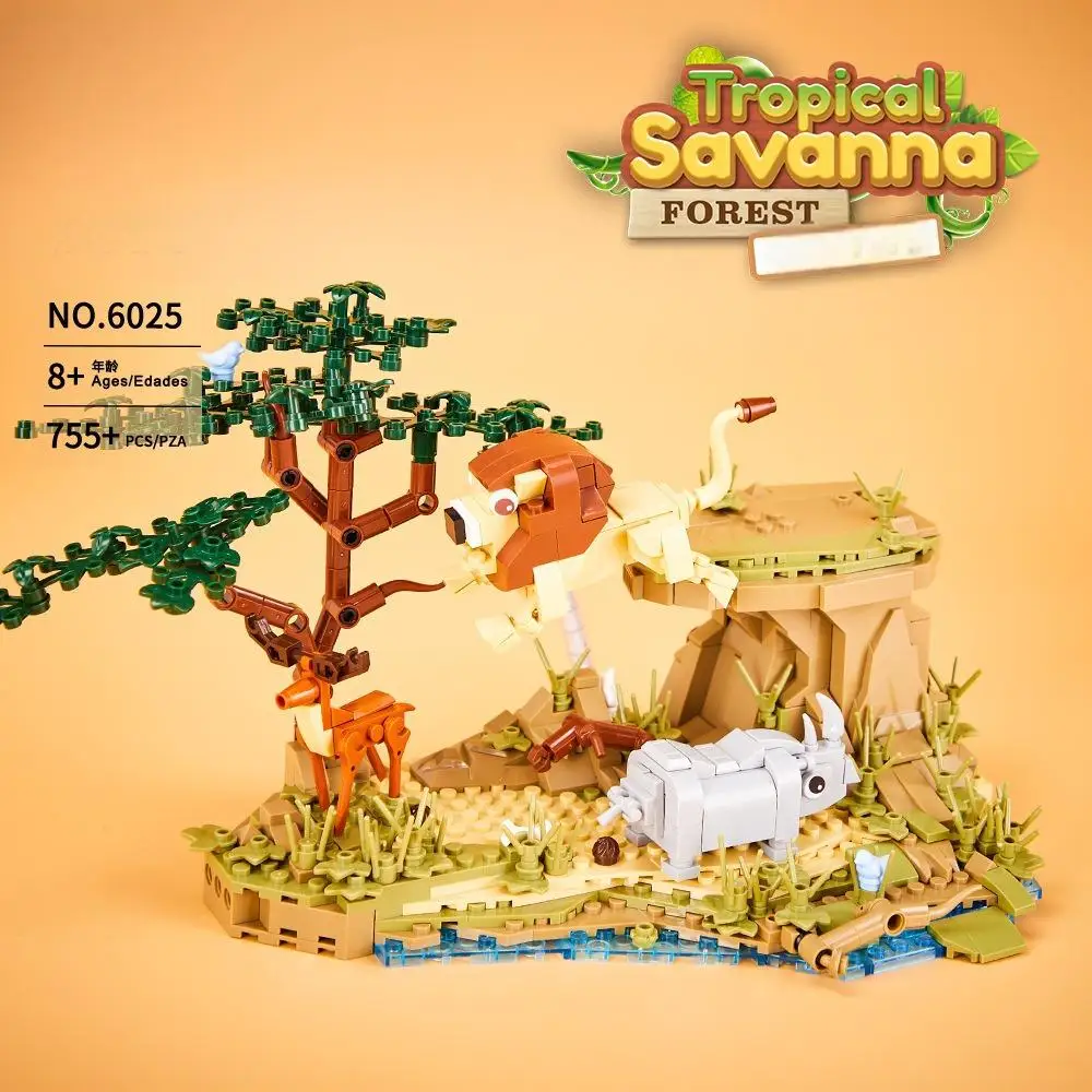 OUZEY Safari Adventure Building Blocks, kit modello animale con oltre 14 microparticelle, regalo giocattolo educativo STEM per ragazzi e adolescenti