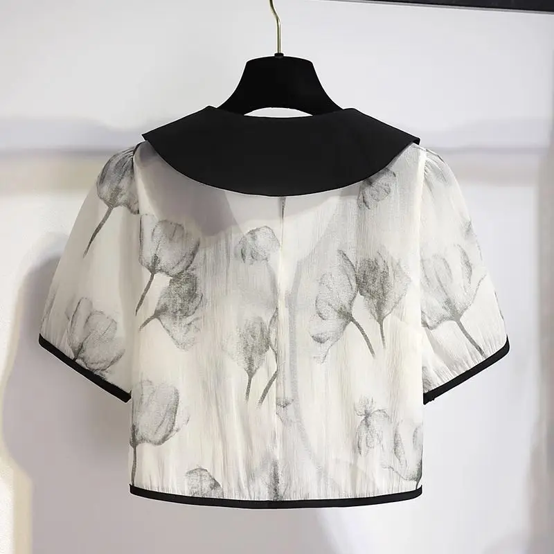 Fashionable Women's Set 2024 New Spring/Summer Luxury New Ink Painting Top with Hanging Dress Two Piece Set