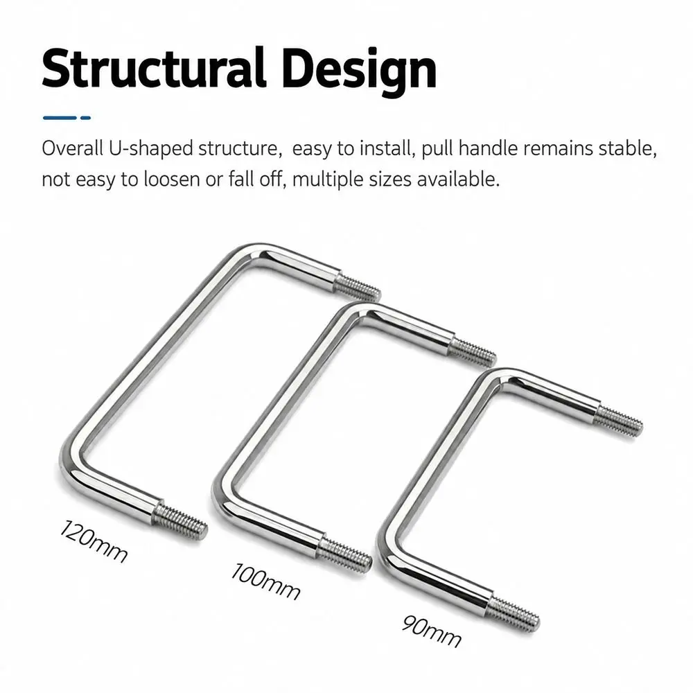 1Pcs LS507 Electrical Cabinet Handle Carbon Steel 90/100/120mm Pitch Row Distribution Box Handle External Thread Stainless Steel