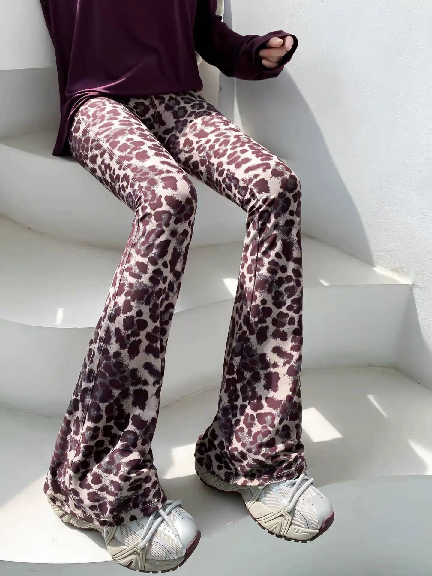 

Утягивающие брюки для йоги High Street Faion с высокой талией, женская верхняя одежда, весна-осень 2024, новый колокольчик с леопардовым принтом