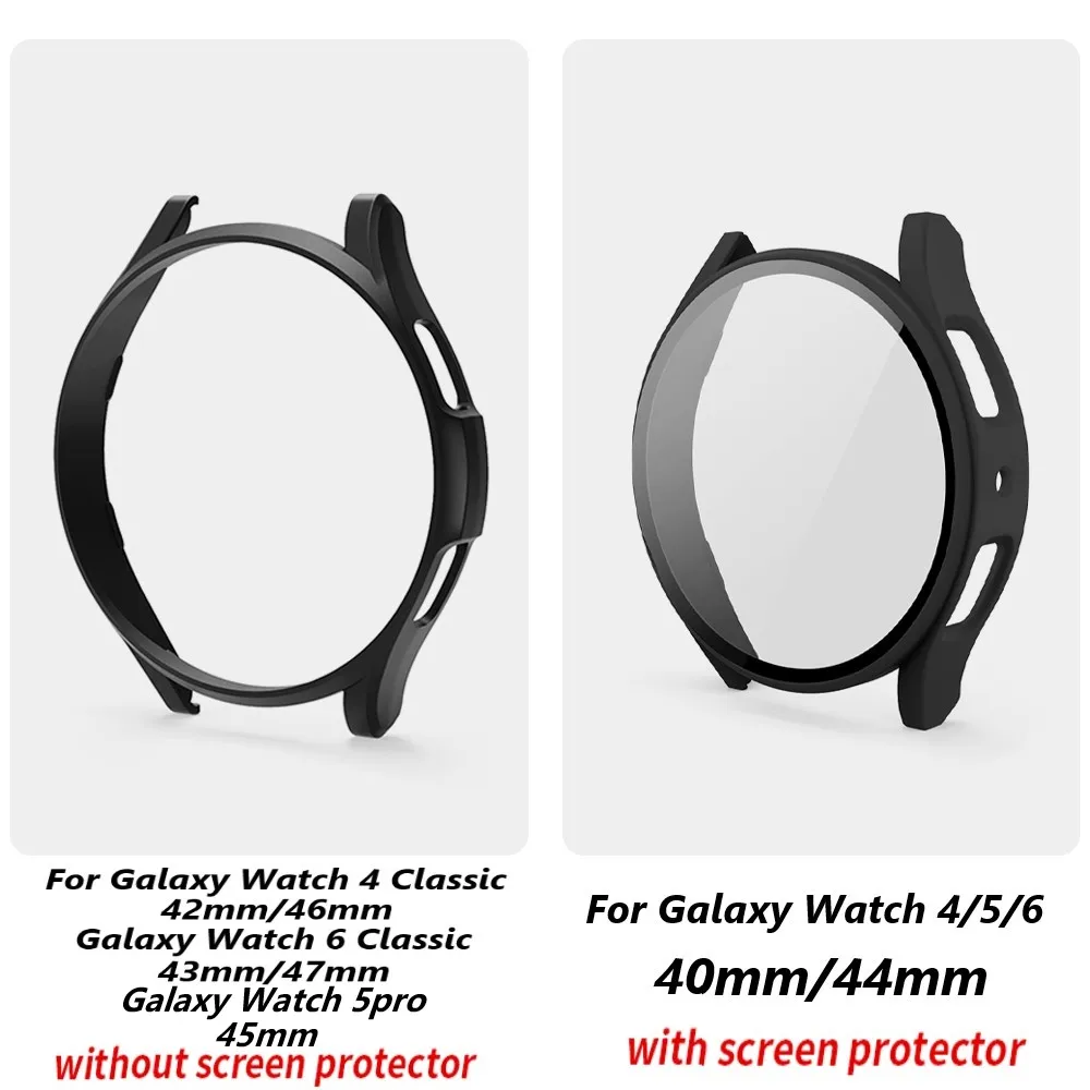 Strap+Case voor Samsung Galaxy Watch 4/5/6 40mm 44mm 45mm Screen Protector PC harde bumper voor Galaxy Watch 4/6 Classic 42mm 46mm 43mm 47mm hol