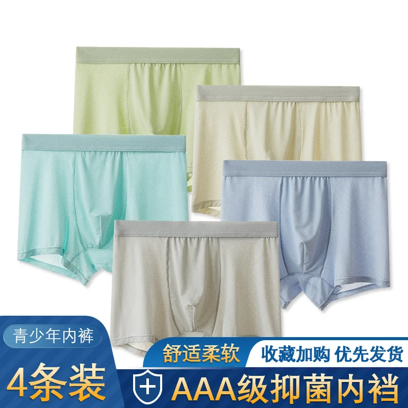 Boys' Developmental Large Size Underwear Summer Ice Modal Teenage Boys' Middle and Big Boys' Student Flat Corner Underwear