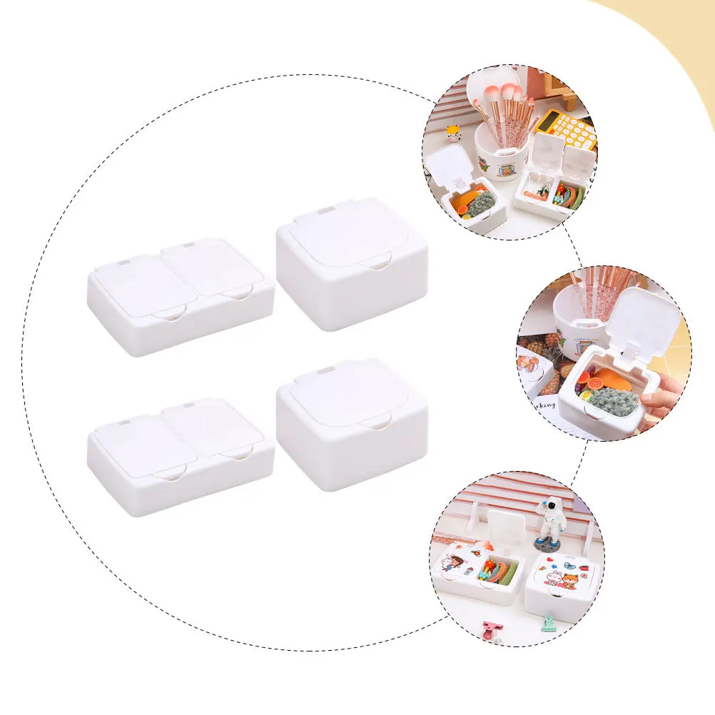 

4Pcs Desktop Storage Box Small Jewelry Case Press Design Small Plastic Box Student Organizer DIY Storage Holder for Earrings