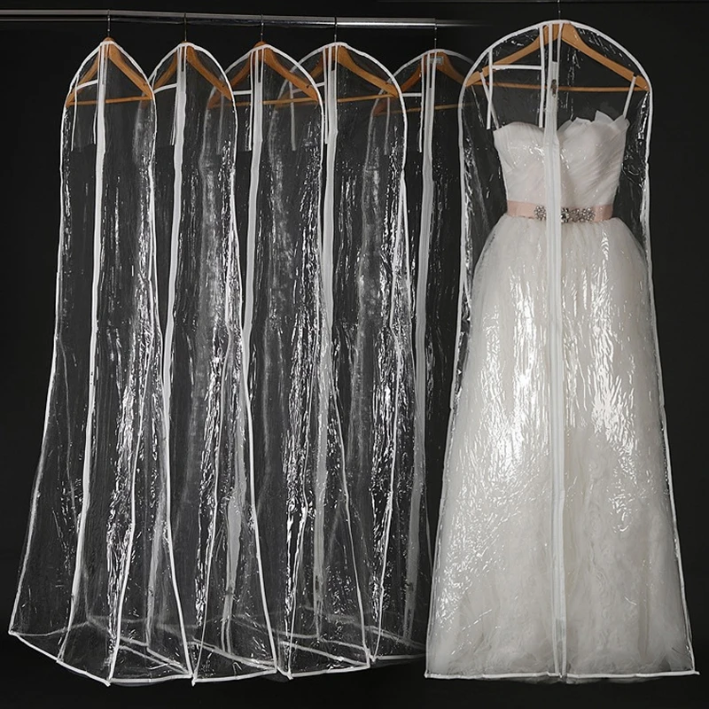 Transparent Mesh Yarn Wedding Dress Dust Cover With Zipper Bride Gown Storage Bag Garment Clothing Case Clothes Dustproof Cover