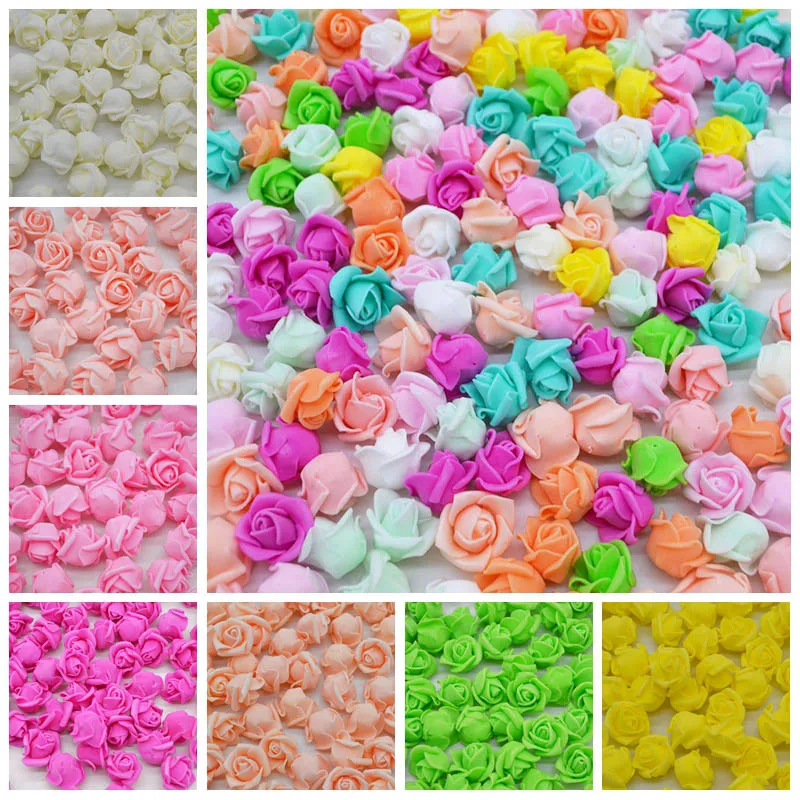 50/100 Stück 2 cm Mini-Schaumstoffrosen für Bären, künstliche Blütenköpfe, DIY-Bastelgeschenke, Geschenkbox, Hochzeitsfeier, dekorativer Kranz, Heimdekoration – Detail 2
