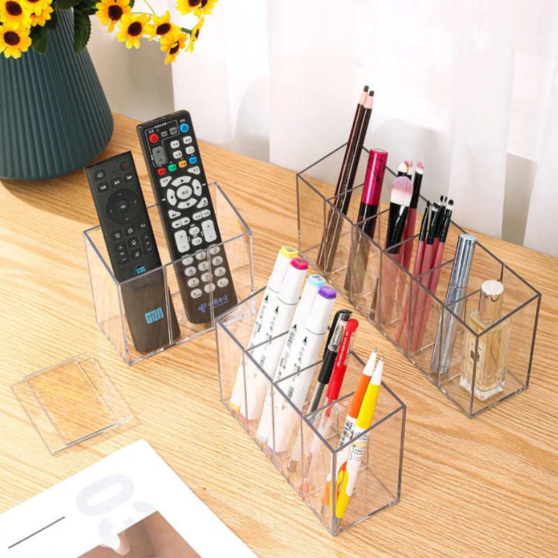 Desktop Storage Pen Holder Cosmetic Organizer Multi-functional Lipstick Storage Box Acrylic Material Transparent Color