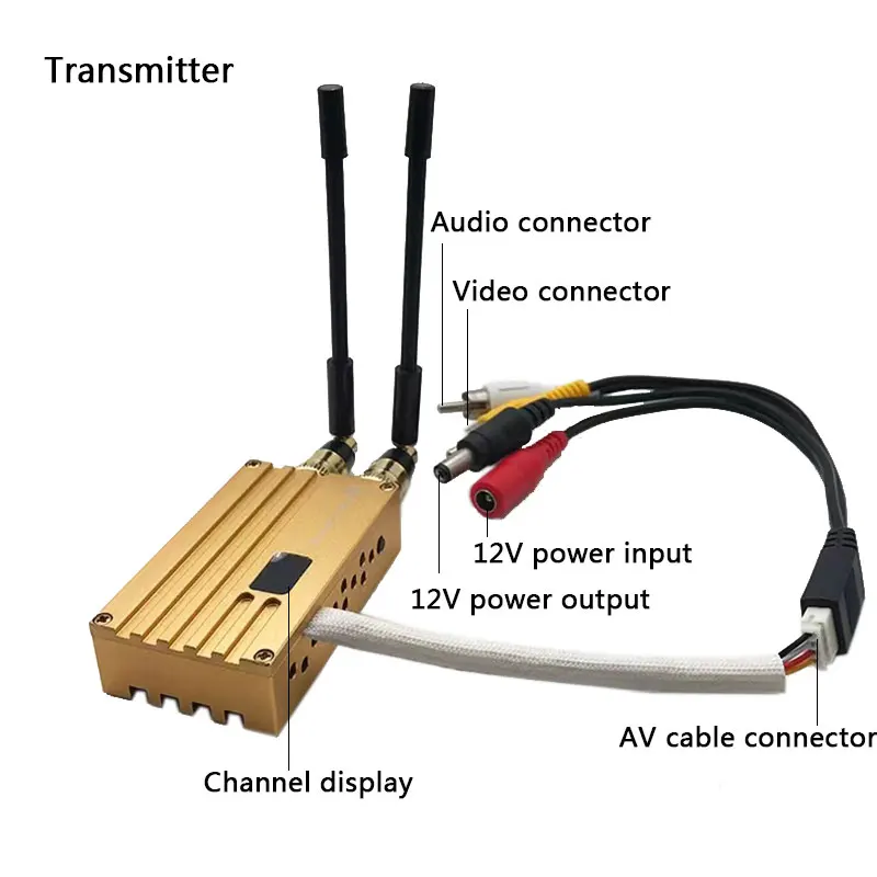 Imagem -03 - Receptor Fpv Transmissão 1.2g 8w Alta Potência sem Fio Analógico Vídeo Imagem Dual-antena Transmissor para rc Modelo Uav Airplan 12ch