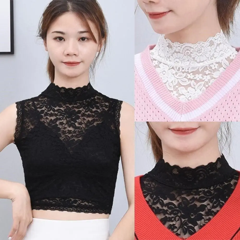 Fake Collar White Black Lace Floral Women Detachable False Collar Blouse Shirt Removable Collar Tie Sweater Decoration