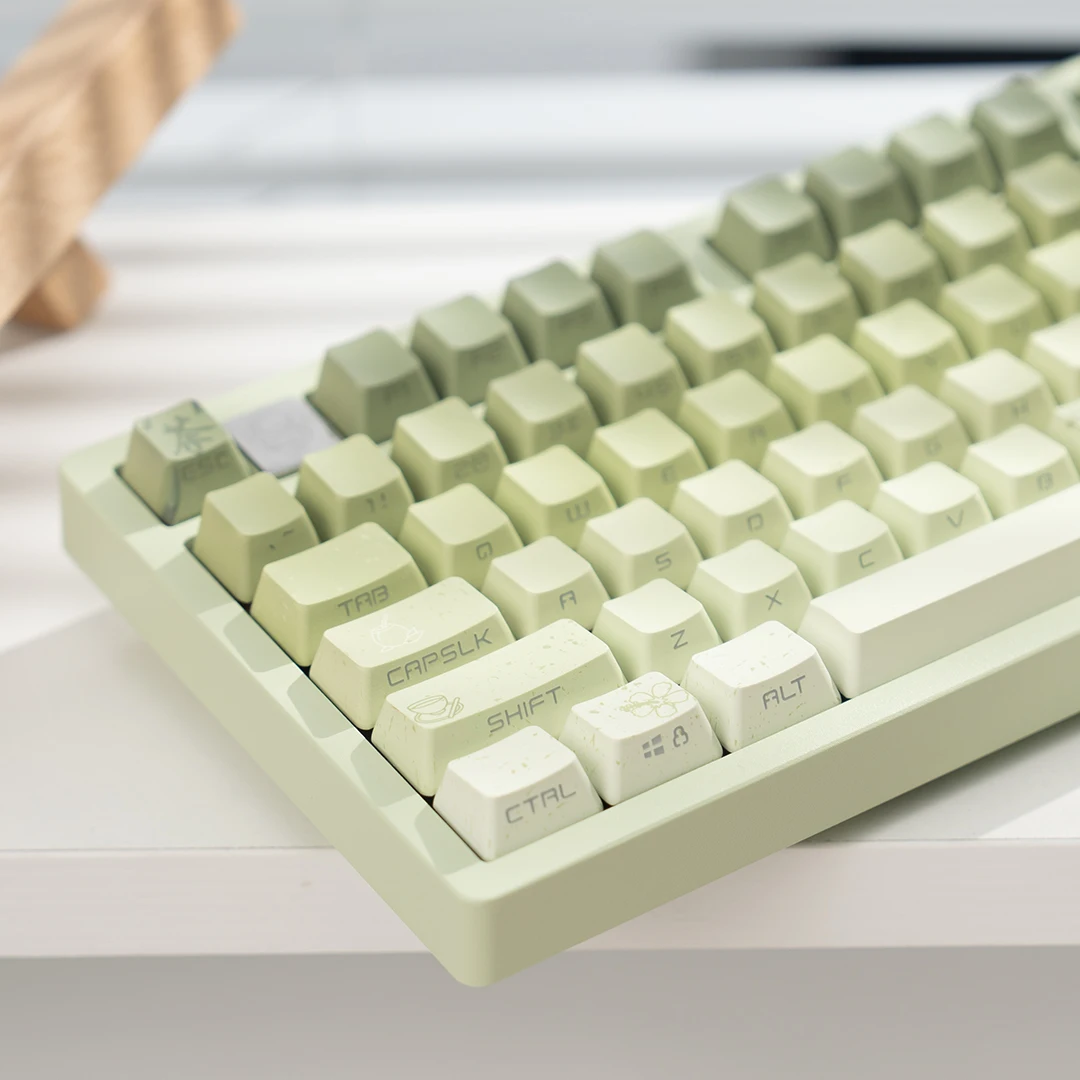 Imagem -05 - Jkdk-matcha Green Side Gravado Teclado Mecânico Keycap Translúcido Oem Keycap 68 75 84 87 98 8.0 Cortejar