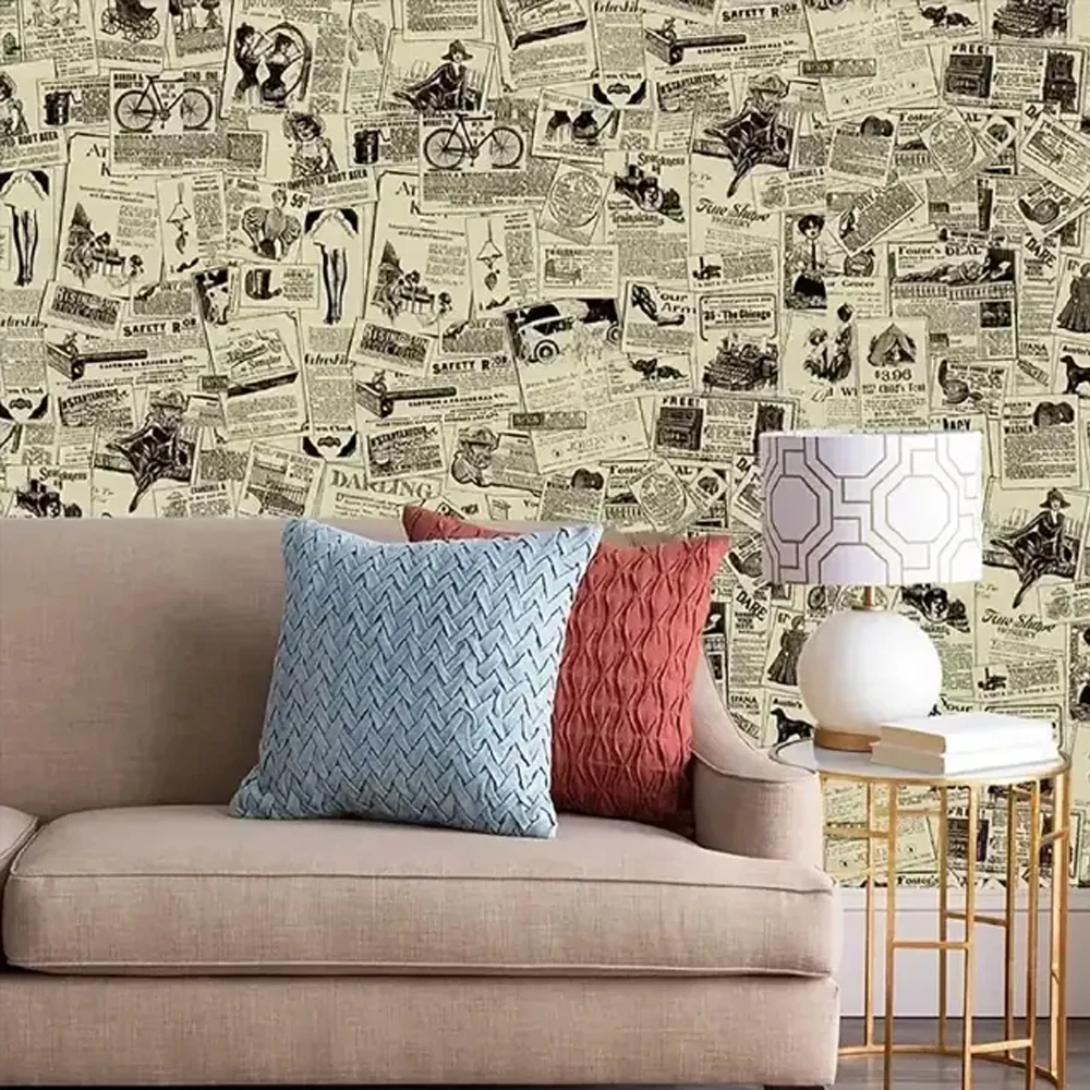 45 سنتيمتر خمر ورق حائط ذاتي اللصق قشر عصا للإزالة الرجعية جدار ديكور لغرفة النوم HomeDIY الحنين الديكور الجدار ملصق