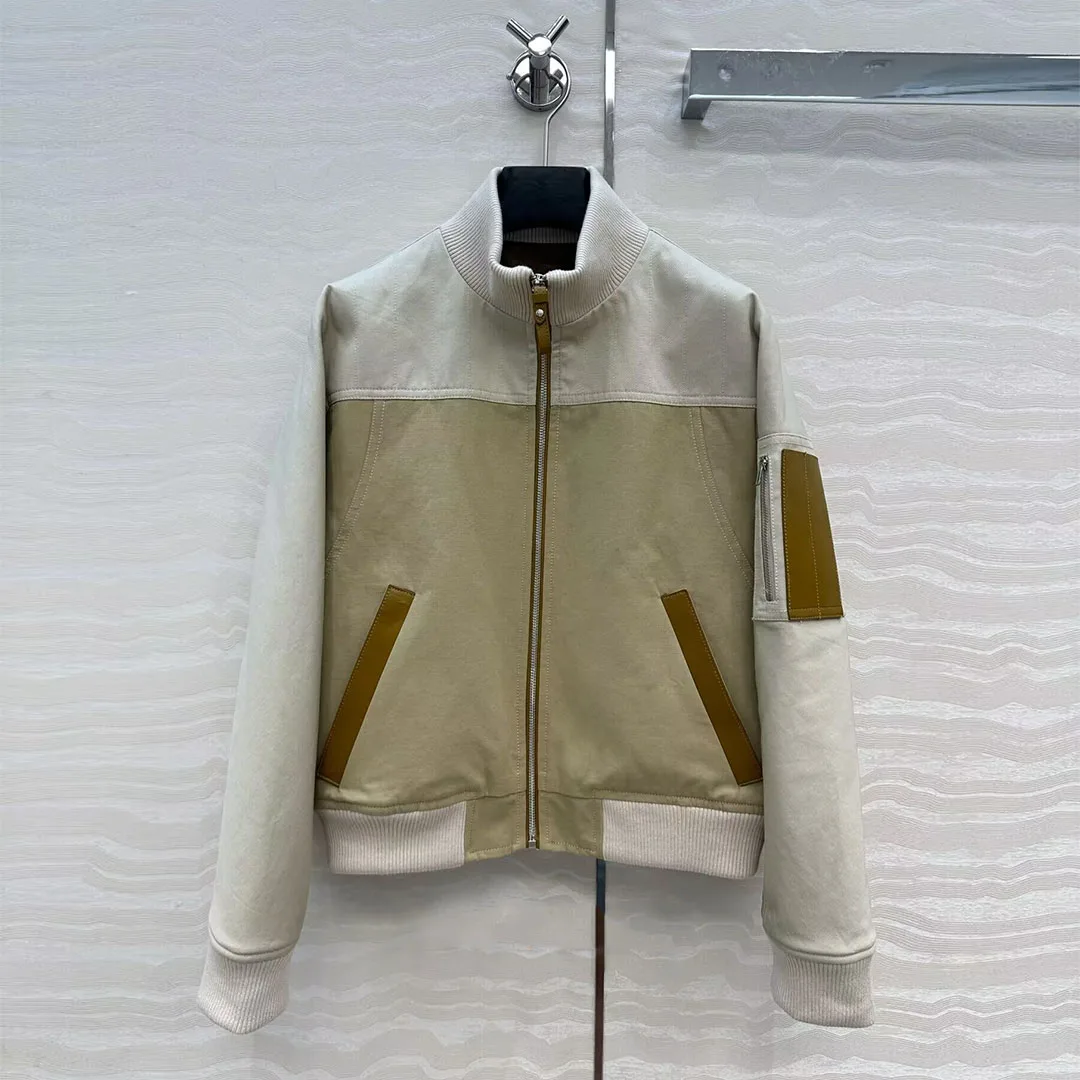 

Новая осенняя свободная повседневная короткая куртка большого размера, женская кожаная овчина в стиле пэчворк, воротник-стойка, длинный рукав, карман на молнии, шикарное пальто