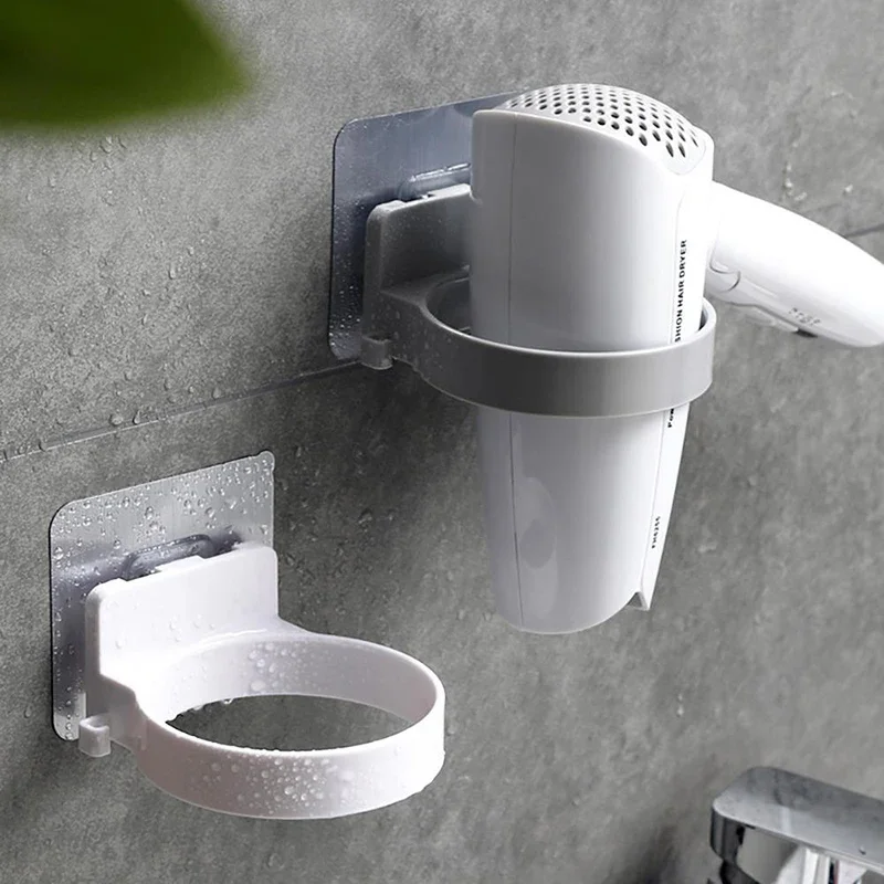 New Simple Wall Mounted Hair Dryer Holder Bathroom Storage Wall Hanging Holder Rack Storage ABS Toilet Hair Dryer Rack Organizer
