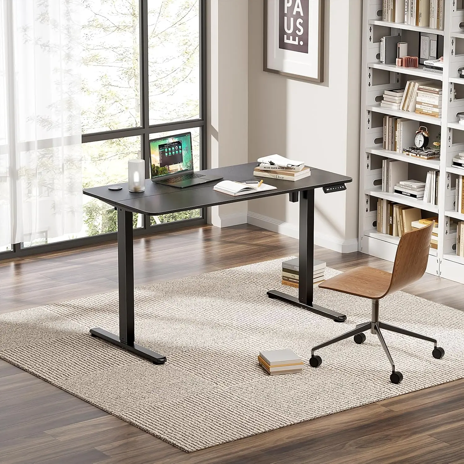 Electric Standing Desk 48x24in Height Adjustable Sit Stand Computer Desk Home Office Memory Preset Spliced Black, Customized