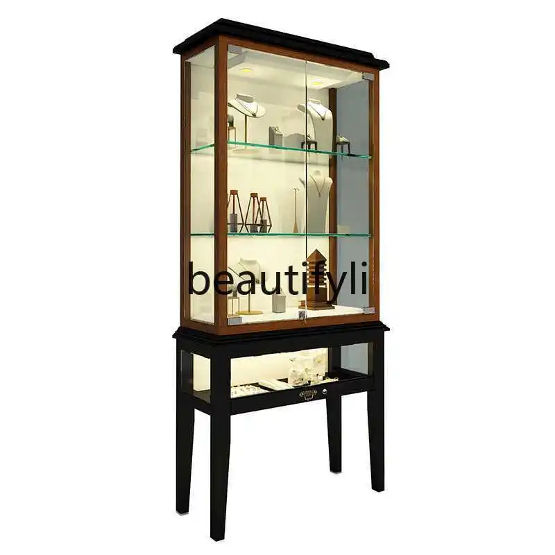 Jewelry store jade boutique retro display cabinet medieval jewelry Nakajima glass cabinet