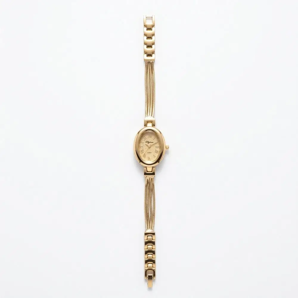 Delicate Alloy Quartz Wristwatch Gold Fashion Accessory Tassel Chains Watch Oval Quartz Watch Fashion Wear