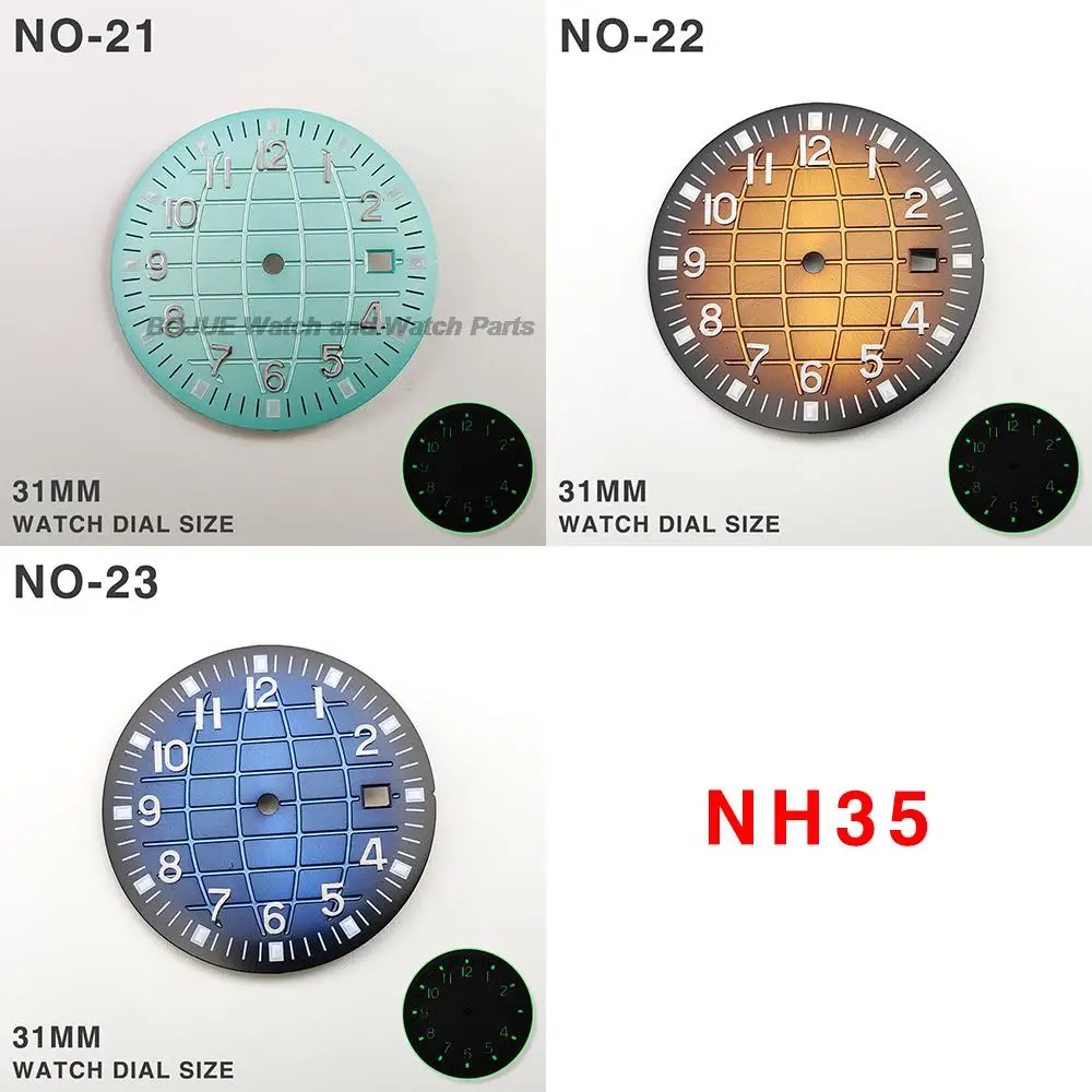 31mm NH35 Watch Dial Watch Faces Green Luminous Men's Watch Modification Parts for Patek Philippe AQUANAUT 2813 8215 8200