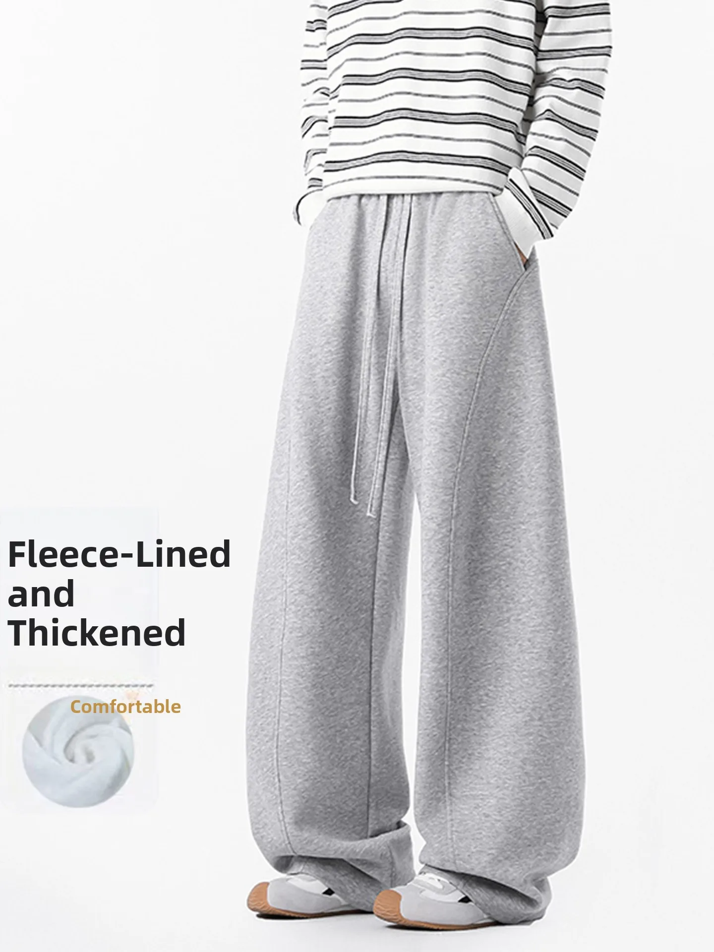 

Повседневные спортивные брюки American Sle Thiened Fce на подкладке, мужские зимние свободные брюки-ножи, повседневные брюки с прямыми штанинами