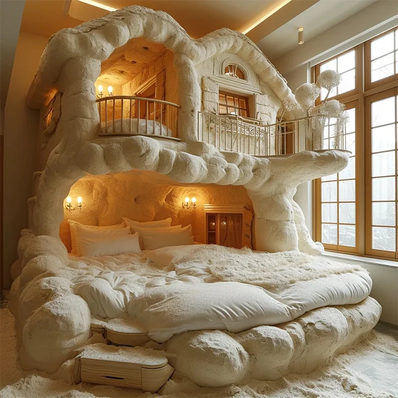 Diseñador explosión crema viento niños en adelante y fuera de la cama madre cama tela cama cámara en