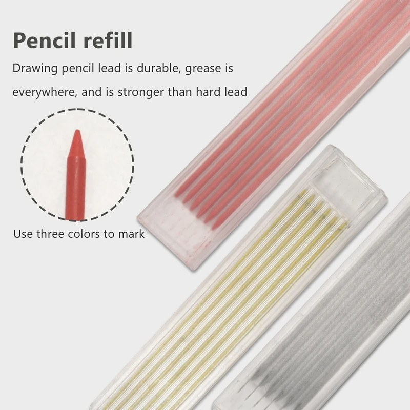 Solid Carpenter Pencil Set 21 Pcs Woodworking Scriber Marking Tools With Refills Deep For Woodworking Architect Drawing
