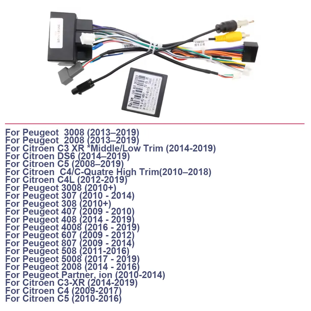 16Pin  Wiring Harness CANBUS Decoder Adapter For Peugeot 2008 3008 307 301  Partner For Citroen C3 C4 C5
