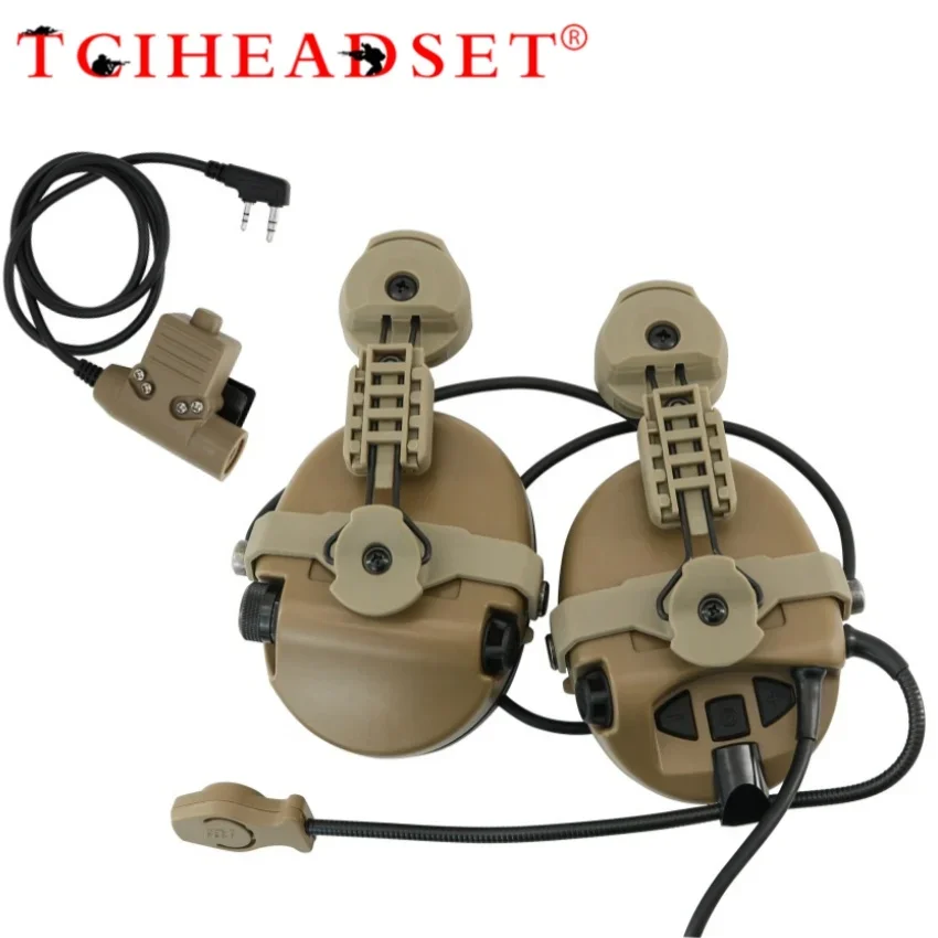 Tactical Walkie Talkie PTT Headset with Helmet ARC Rail SORDIN Tactical Headphones Noise Reduction Airsoft Shooting Headphone