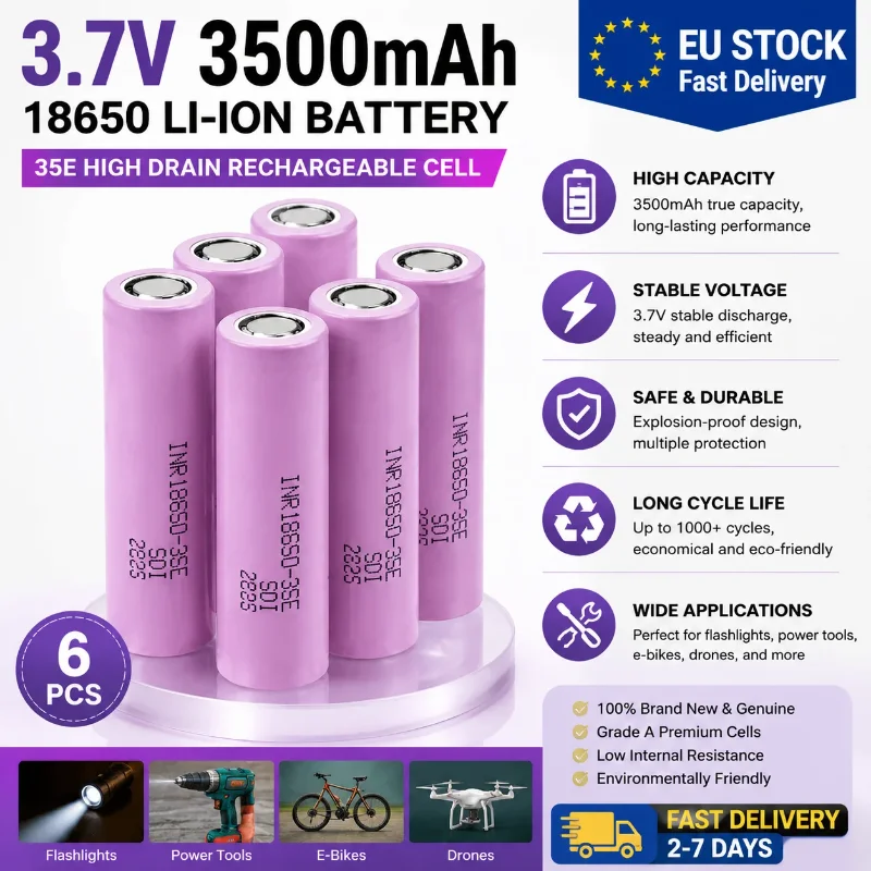 EU-Lager 18650 Akku 3,7V 3500mAh 20A INR18650-35E Wiederaufladbare Zelle