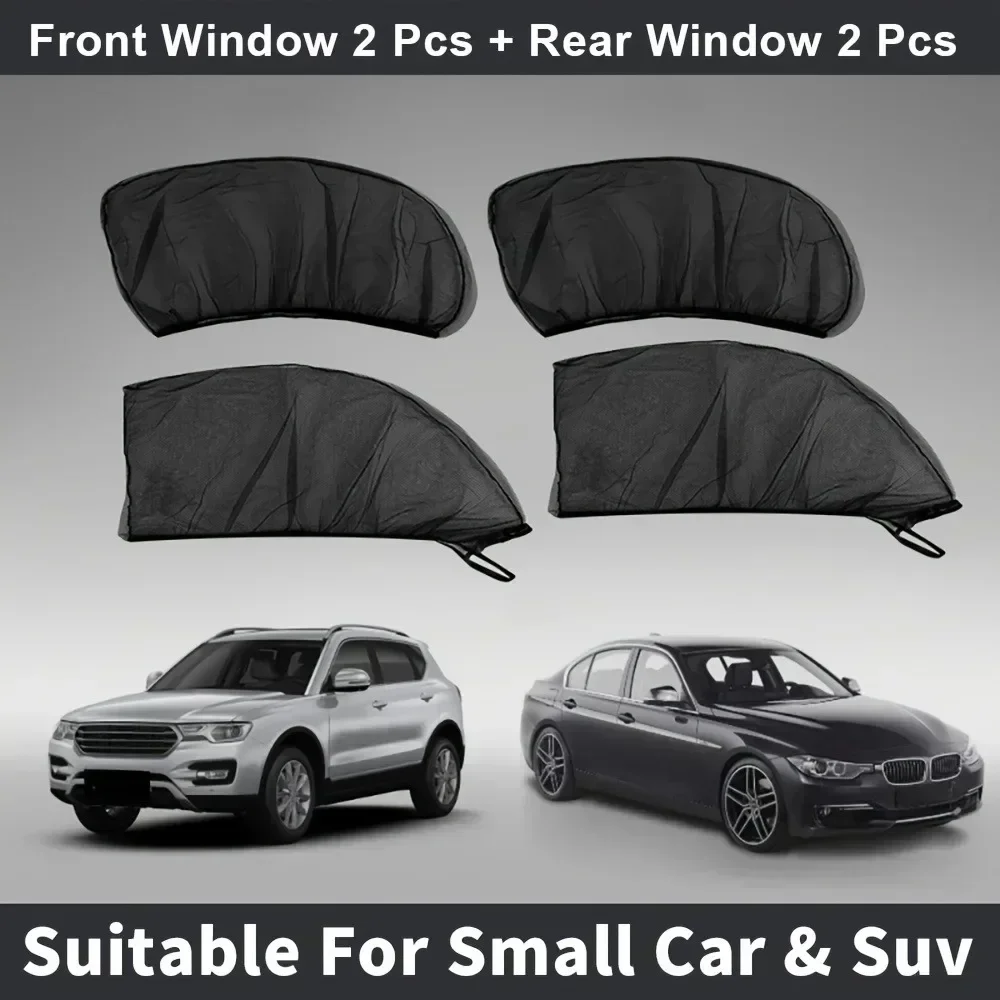 4pcs Car Full Window Sunshade and Mosquito Repellent Curtain Mesh Set Universal Car Curtains Car Practical Accessories