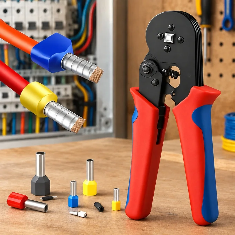 Professional Wire Crimping Set for 23-7AWG Tubular Terminals with 0.25-10mm Ferrule Clamps