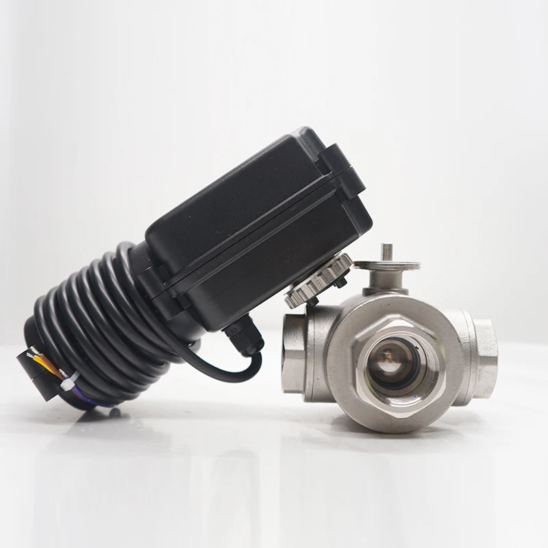 3s On-off Electric 3-Way Stainless Steel Ball Valve Motorized Actuator SS 304/316 24V DC/AC Three Way Electric Valves