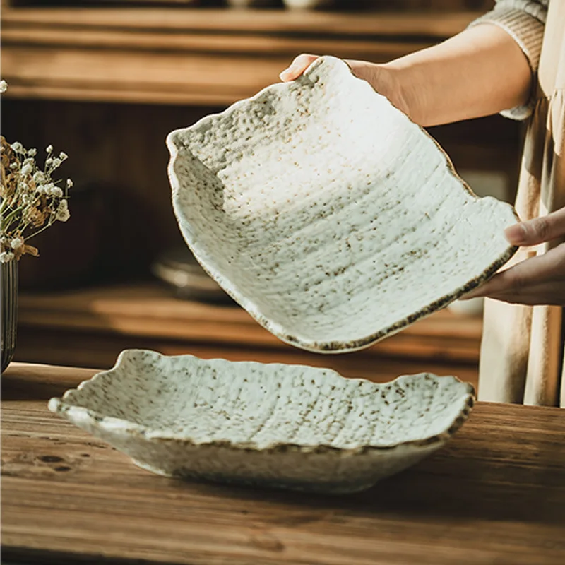 YFY plate retro  creative stone pattern  home vegetable  restaurant plate storage