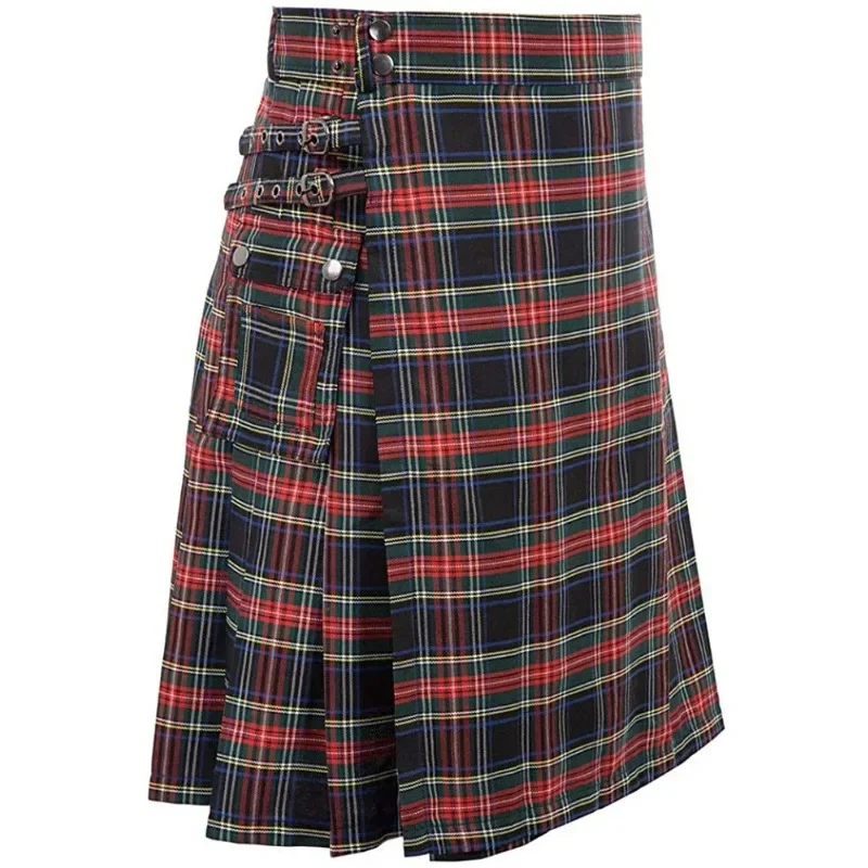 Scottish Highland Tartan Kilt para homens, Jins Katun Kilt, Tartan tradicional, lipit moderno, Tartan tradicional Pria Kilt, Hibrida