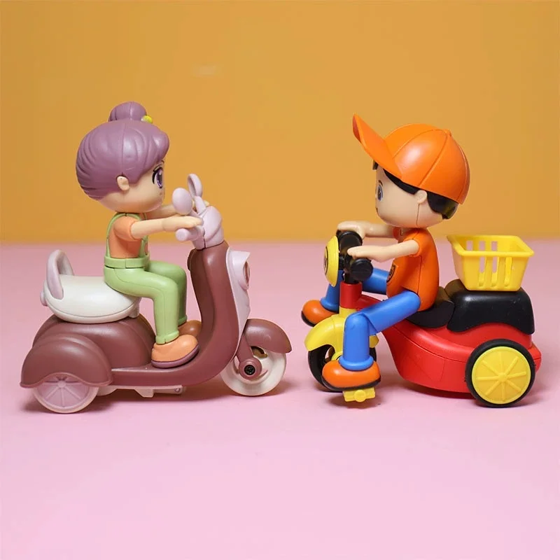 Children'S Cartoon Simulation Tricycle Toy Boy'S Inertia Drop Resistant Car With Action, Girl'S Takeaway Motorcycle