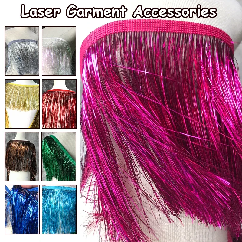 

100cm Shiny Laser-Cut Tassels DIY Clothing Curtains Dance Performance Dress Decor Fringes Sewing Accessories Lace Ribbon Tassel