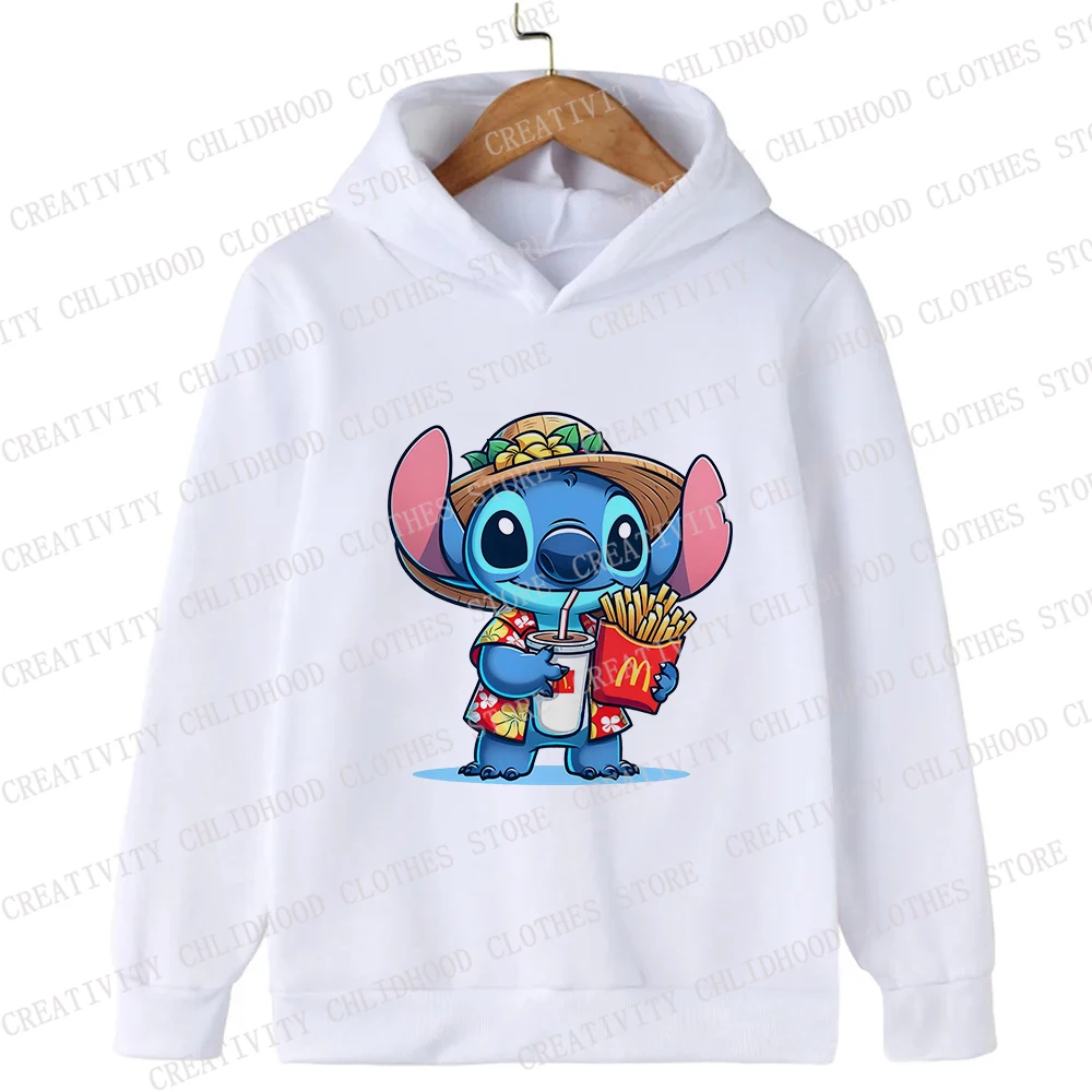 Stitch Children Girl Boy Hoodies Disney Little Monster Kids Pullover Anime Cartoons Casual Clothes Kid Kawaii Tops Sweatshirts