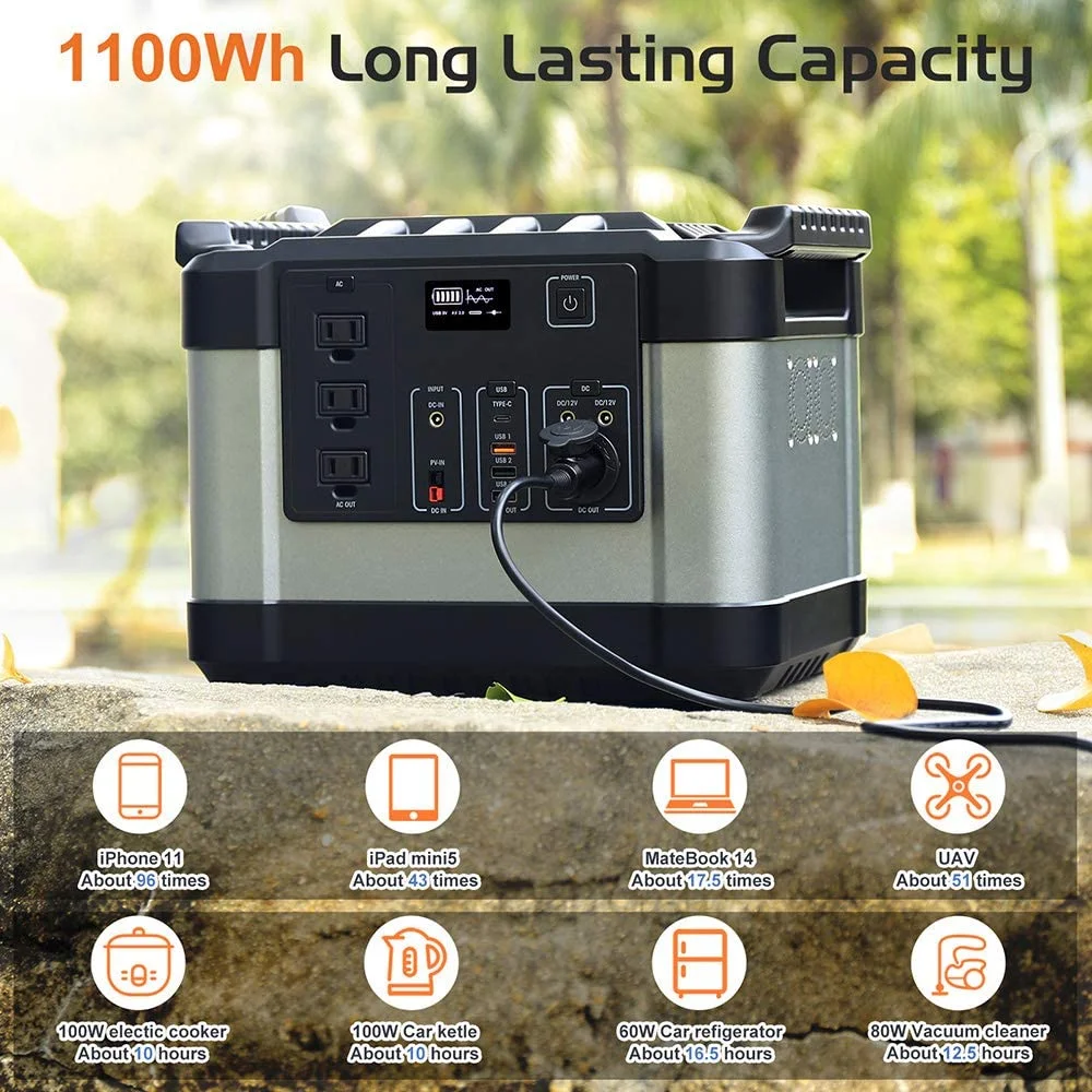 Lithium Ion Battery Portable Solar Generator Portable Power Station Off Grid 110v 220v 1000w 1500w 2000w 3000w Solar Panel Car