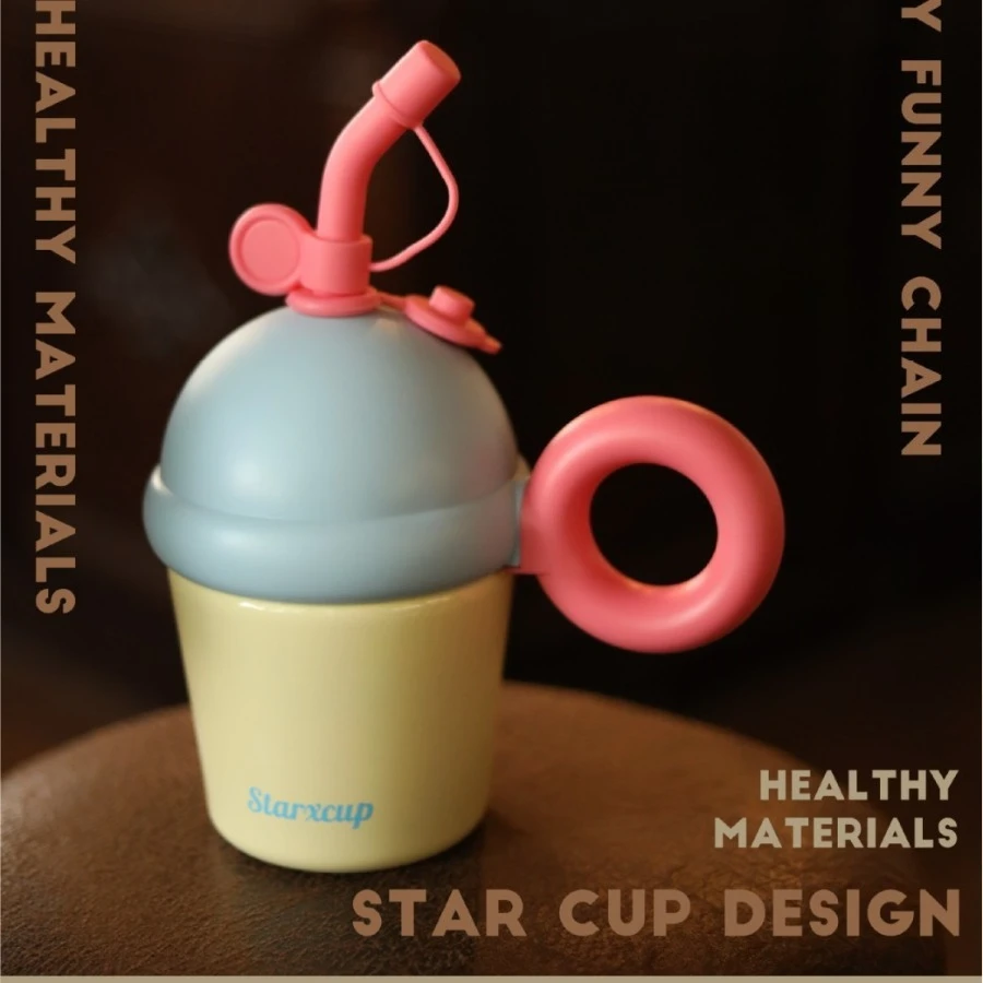 

New girls high-color value stainless steel insulation cup with tea leak design sense of large-capacity desktop straw cups