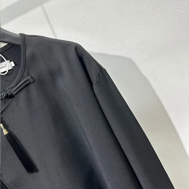 Popular Design Retro New Chinese Style round Neck Long Sleeve Shirt Men's and Women's Funky Casual Loose Temperament Top