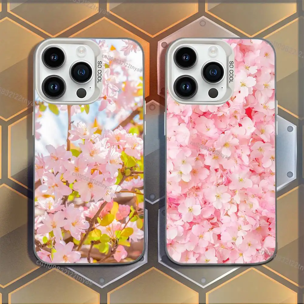 

Pink Cherry Blossom Sakura Phone Case For iPhone 17,16,15,14,13,12,11,Mini,Pro,E,MAX White Candy Matte Shockproof Cover