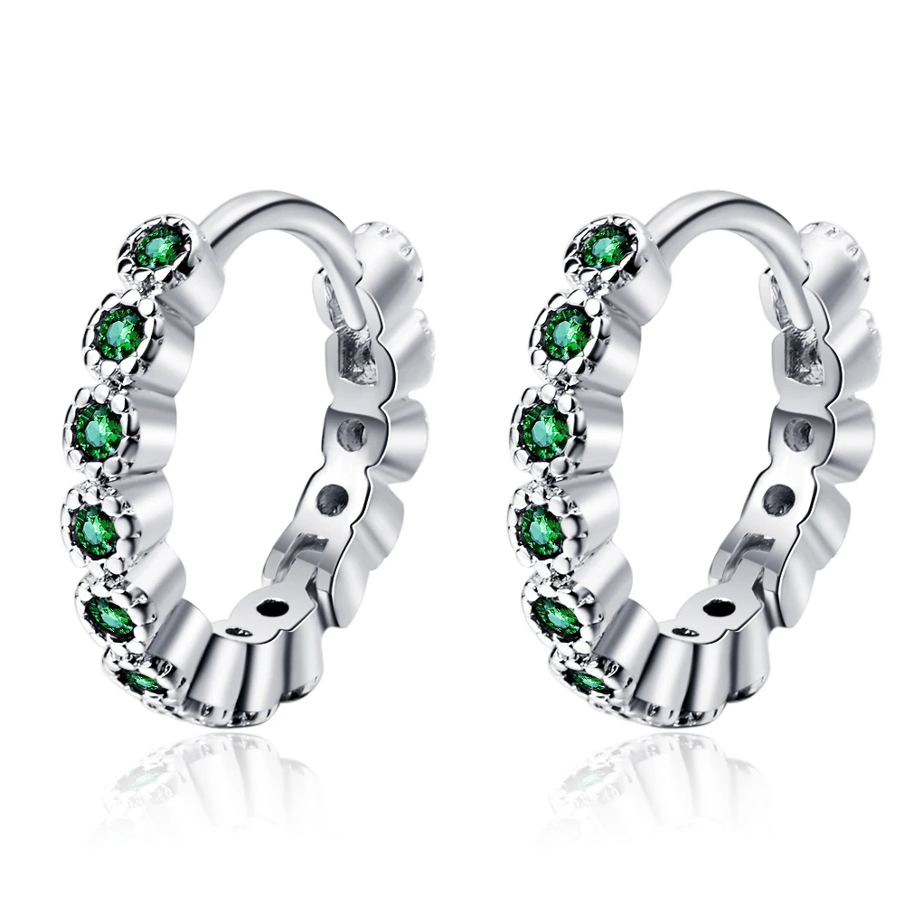 Luxury Green Simulated Nano Emerald 925 Sterling Silver Round Hoop Earrings for Women Gemstone Statement Fine Jewelry Huggies