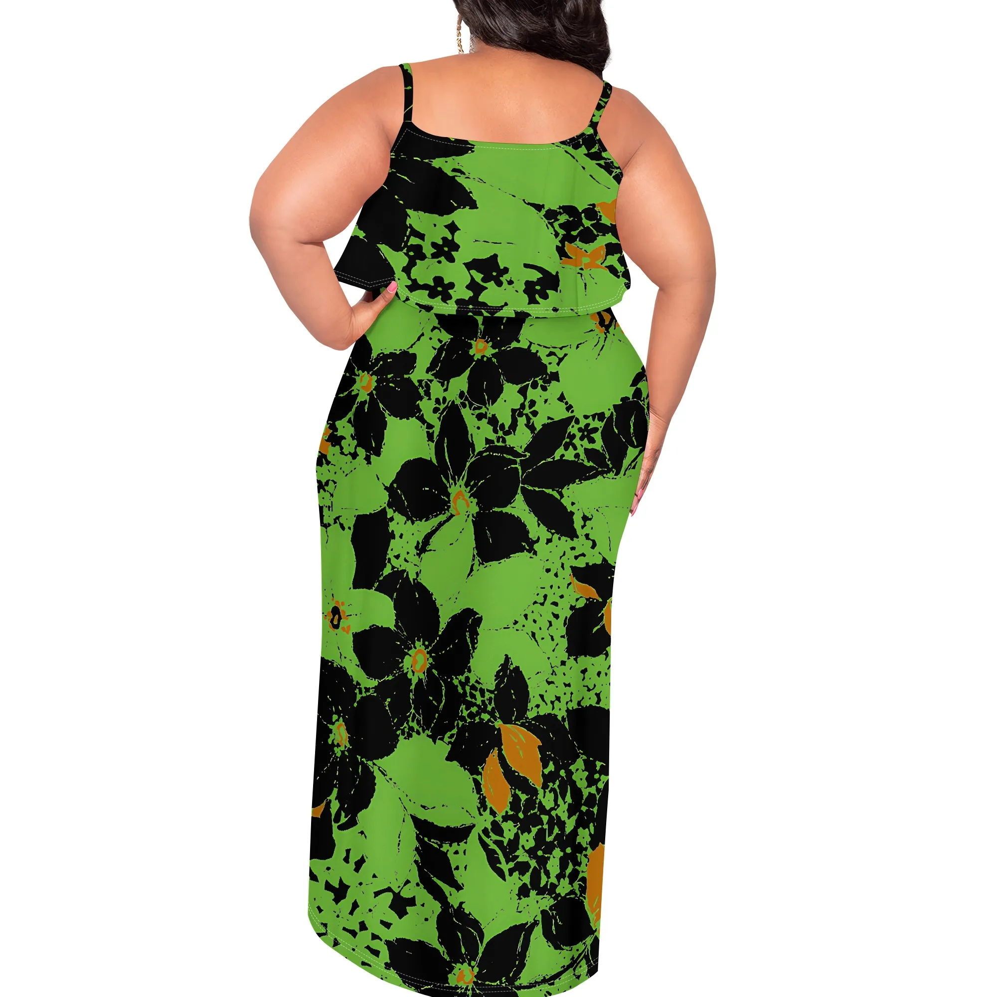 Plus Size Womens Sexy Casual Dresses for Curvy Women 3D Printed halterneck dress Short Sleeve Loose Maxi Dress