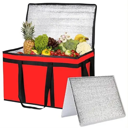 Extra-Large Insulated Food Delivery Bag with Zipper - Reusable & Washable, Perfect for Keeping Meals Hot or Cold Large capacity