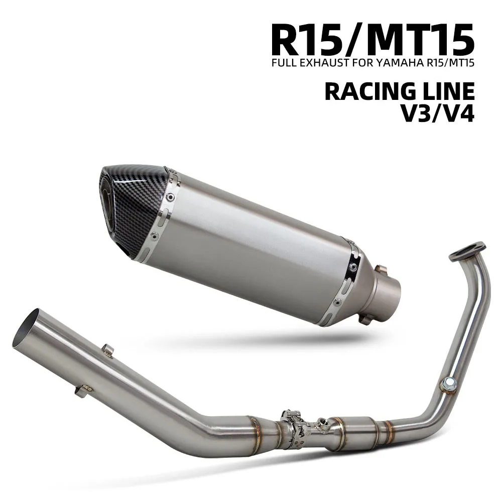 

Выхлопная система XSR155 для Yamaha R15 MT15 V3 V4 2017-2025: Комплект для стритбайка, передняя соединительная труба 370 мм, глушитель с DB-киллером