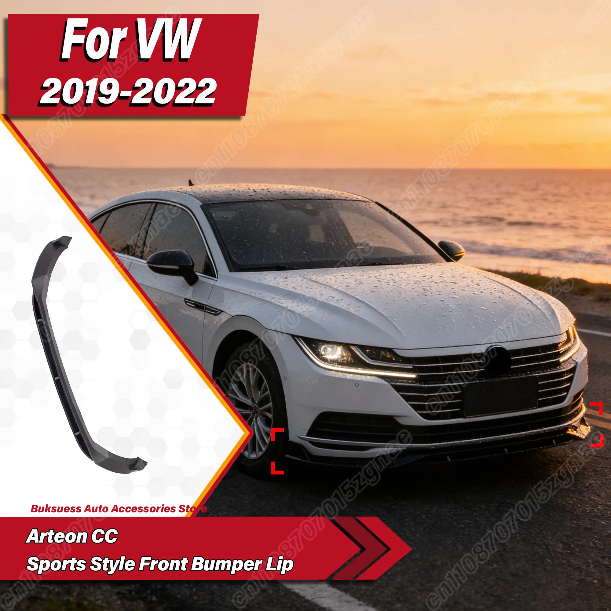 

For VW Arteon CC 2019 2020 2021 2022 Automobile Sports Style Front Bumper Lip Car Front Spoiler Body Modification Decorate Kit