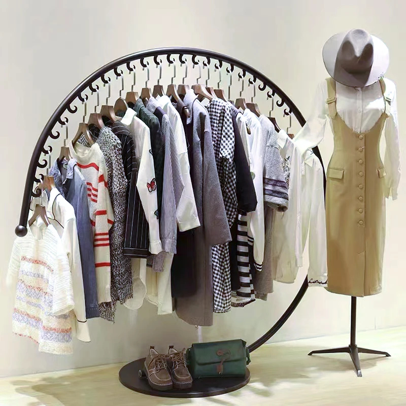 Landing clothing store display rack middle shelf women's clothing iron clothing  clothes hanging rack