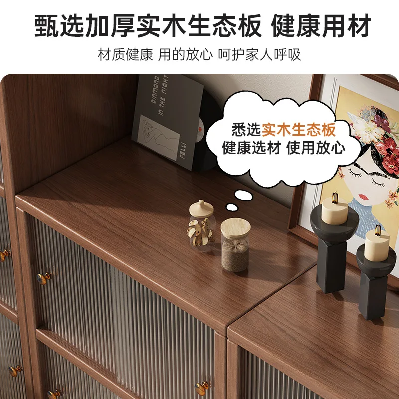 Bookcase, solid wood, minimalist Japanese multi-functional storage cabinet, living room storage, dust-proof storage cabinet