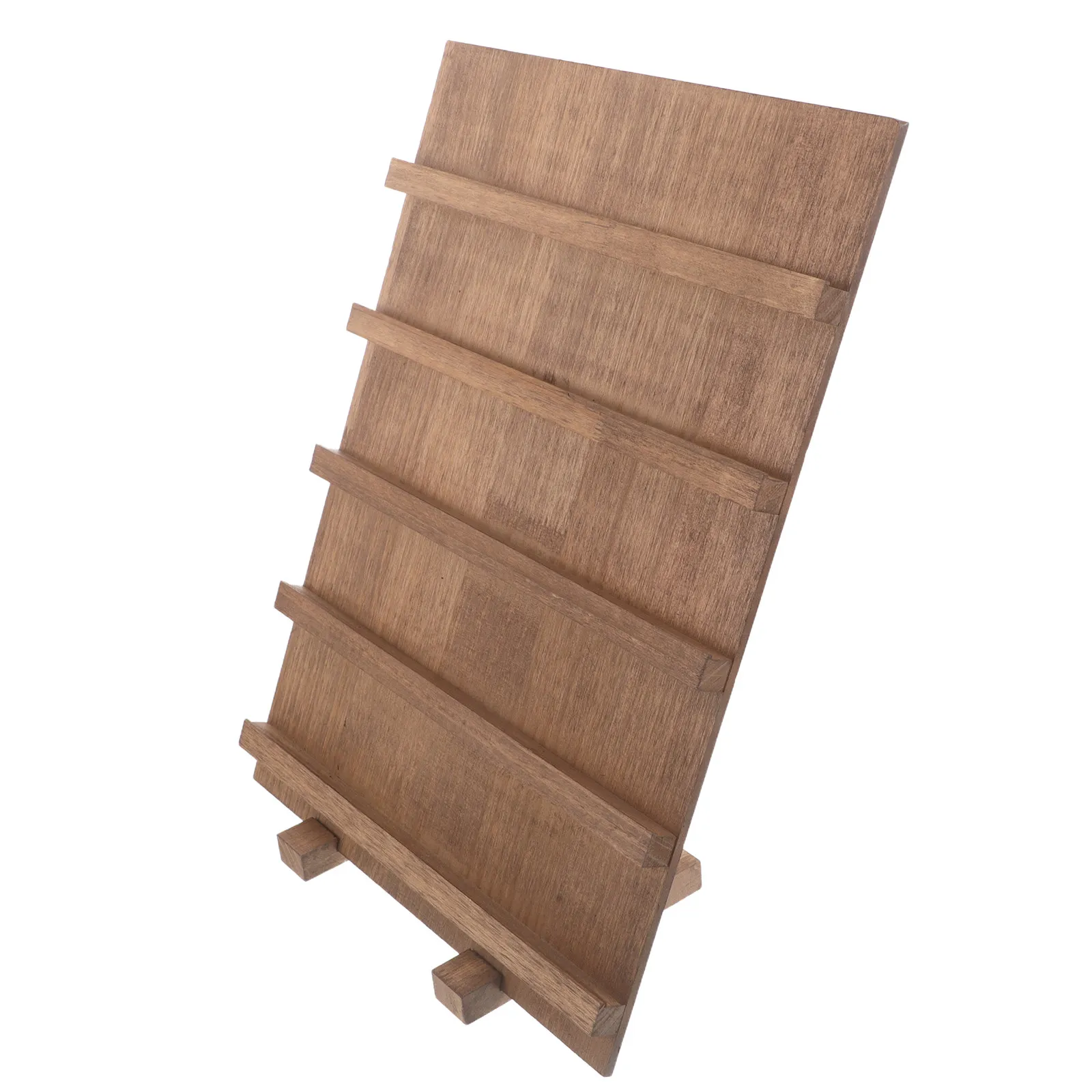 5-Tier Wooden Nail Polish Holder Rack Acrylic Shelves Modular Jewelry Display Fixture for Earring Cards Manicure Tools Desktop