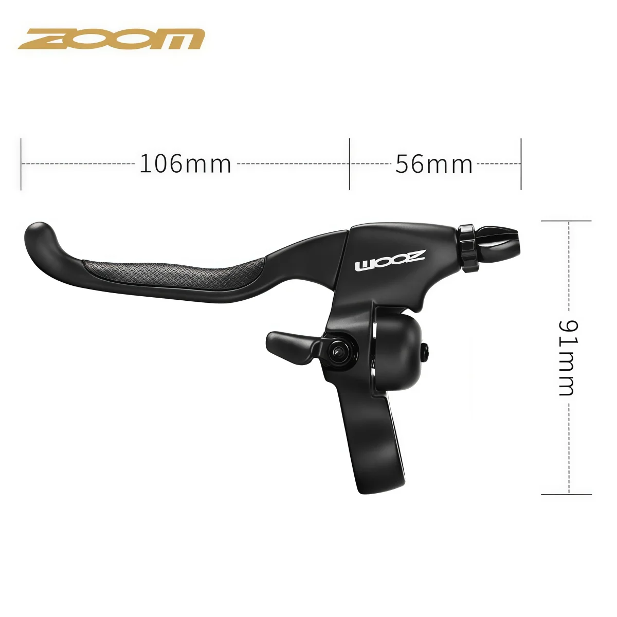 مجموعة رافعة فرامل الدراجة من ZOOM Stealth Bell من الألومنيوم 6061 Universal V / C / مقبض فرامل قرصية تصميم مريح (165 × 90 × 22 مم)