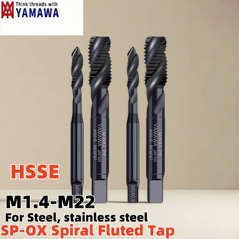 YAMAWA HSSE INOX Metric Fine Spiral Fluted Tap M1.4M1.6M1.8M2M3M4M5M6-M22Machine Screw Thread Taps For Blind Hole Tap For steel
